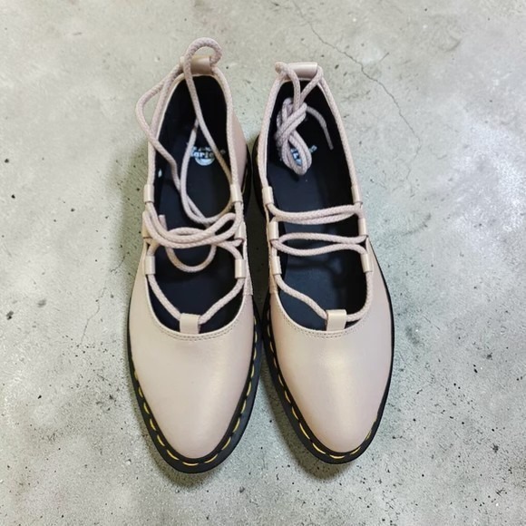 Dr Martens Elphie II Powder Pink Iridescent Leather Ballet Flat Shoes Women's 9 - Picture 7 of 9